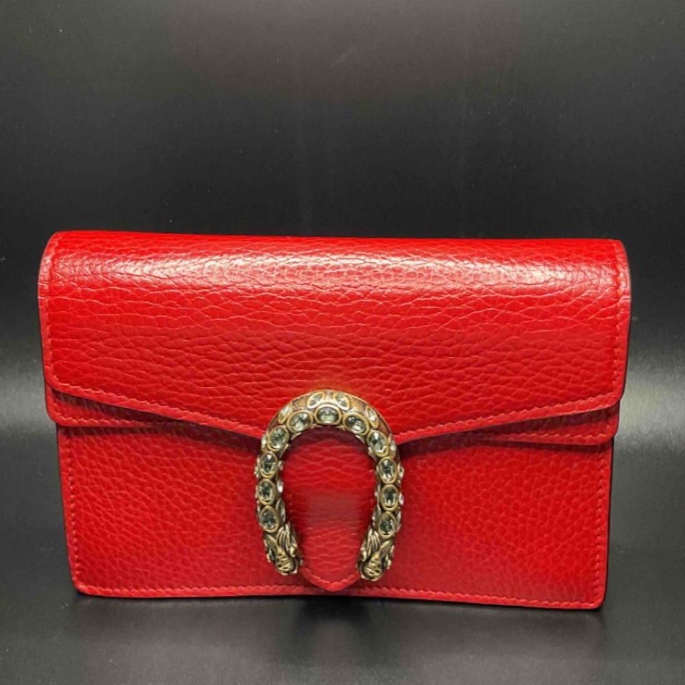 GUCCI Dionysus Mini Red LeatherChain crossbody Bag